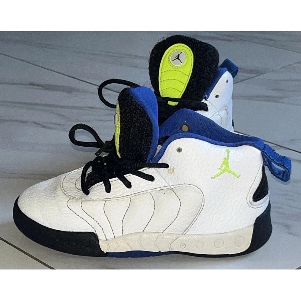 Jordan Jumpman Pro White Blue Volt Black Toddler Sneakers 10C Kids Shoes
